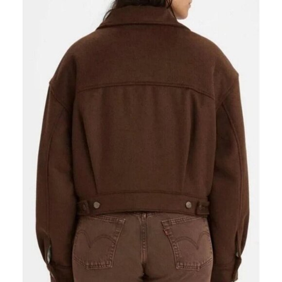 Levi's Brown Wool Blend Baby Bubble Pockets Button Oversized Trucker Jacket - Picture 6 of 16